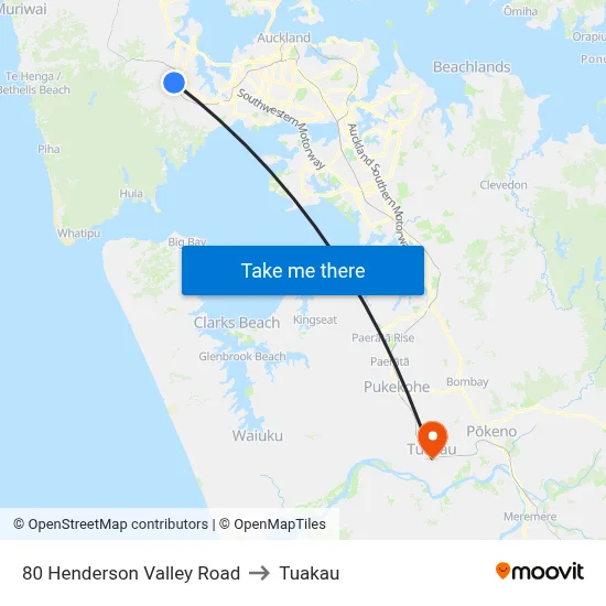 80 Henderson Valley Road to Tuakau map