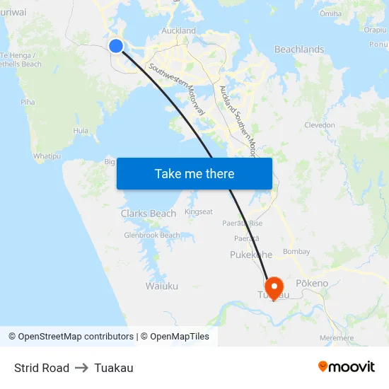 Strid Road to Tuakau map