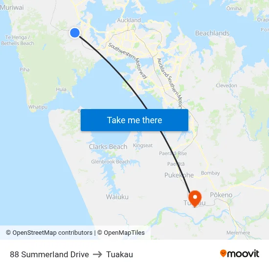 88 Summerland Drive to Tuakau map