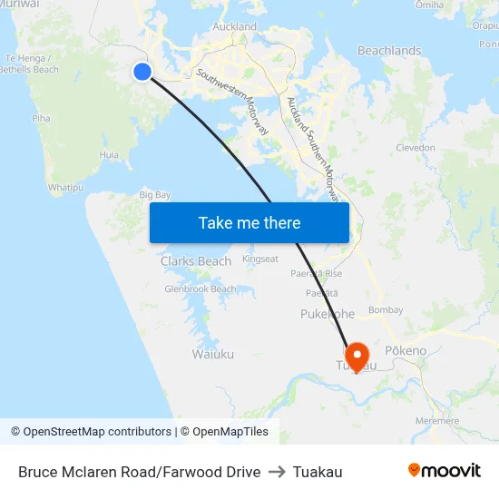 Bruce Mclaren Road/Farwood Drive to Tuakau map