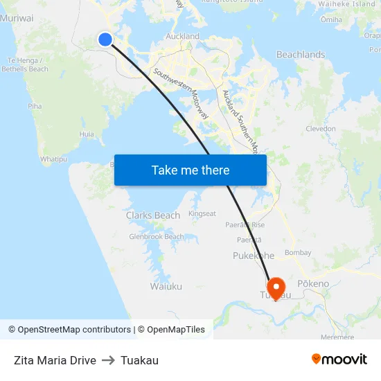Zita Maria Drive to Tuakau map