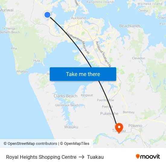 Royal Heights Shopping Centre to Tuakau map
