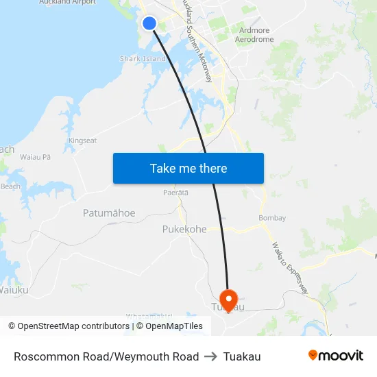 Roscommon Road/Weymouth Road to Tuakau map