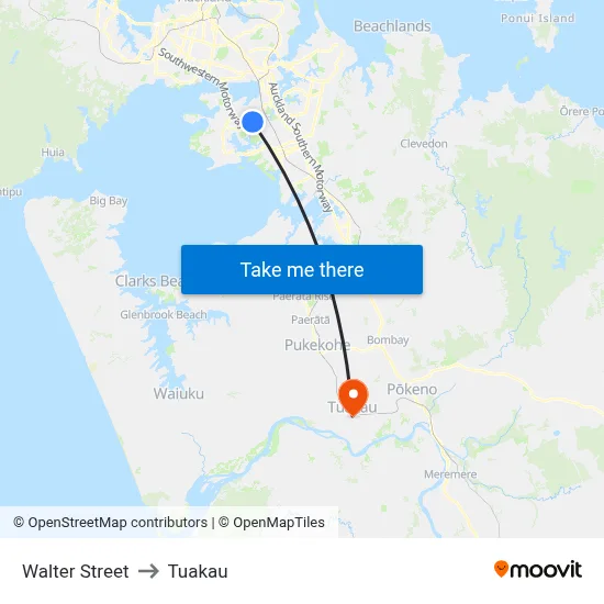 Walter Street to Tuakau map