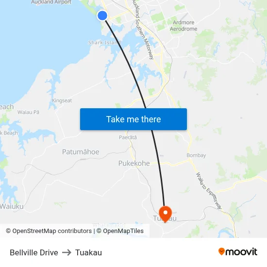 Bellville Drive to Tuakau map
