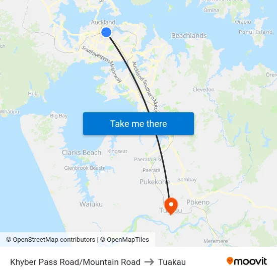 Khyber Pass Road/Mountain Road to Tuakau map