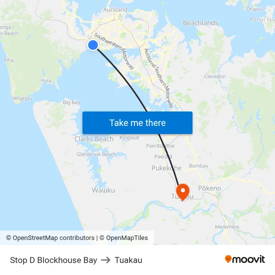 Stop D Blockhouse Bay to Tuakau map