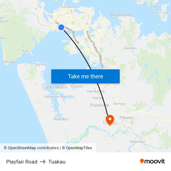 Playfair Road to Tuakau map