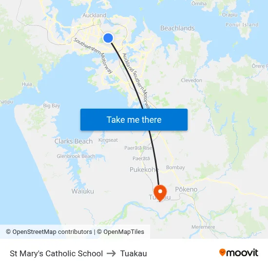 St Mary's Catholic School to Tuakau map