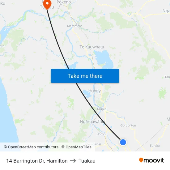14 Barrington Dr, Hamilton to Tuakau map
