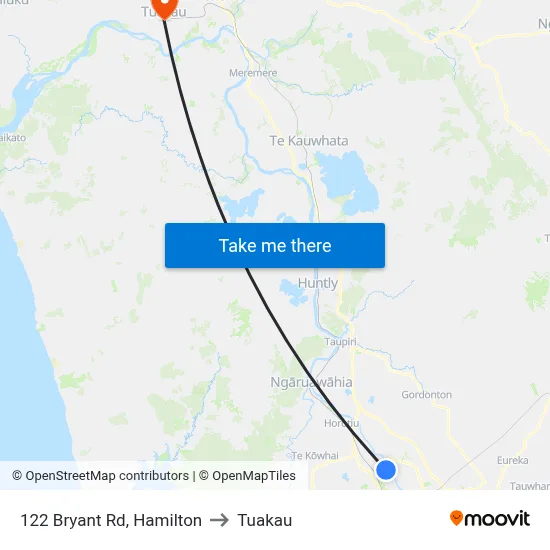 122 Bryant Rd, Hamilton to Tuakau map
