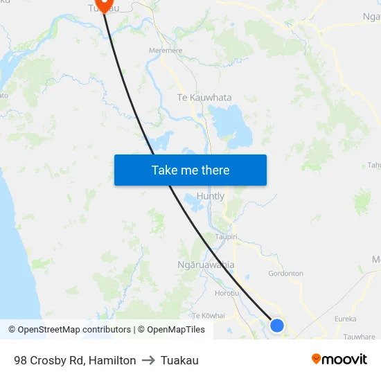 98 Crosby Rd, Hamilton to Tuakau map