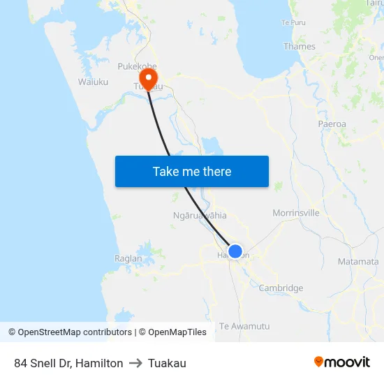 84 Snell Dr, Hamilton to Tuakau map