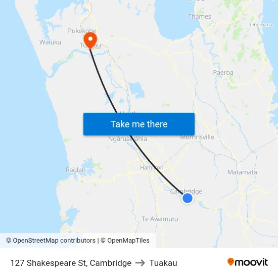 127 Shakespeare St, Cambridge to Tuakau map