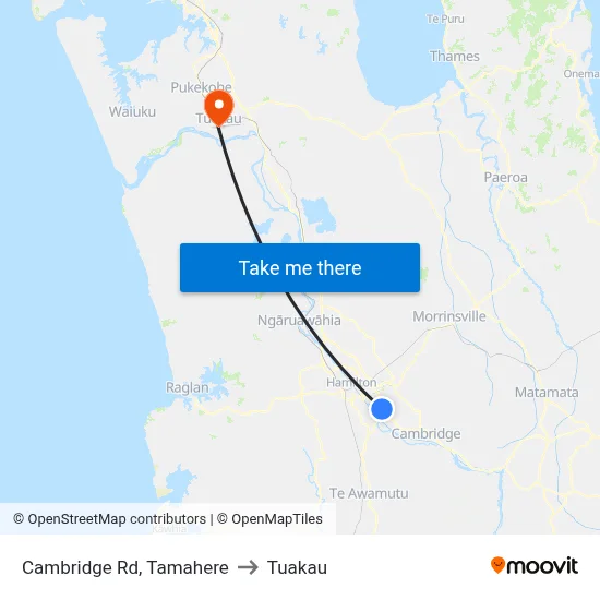 Cambridge Rd, Tamahere to Tuakau map