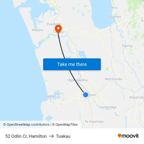 52 Odlin Cr, Hamilton to Tuakau map