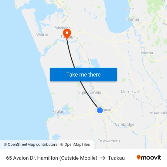 65 Avalon Dr, Hamilton (Outside Mobile) to Tuakau map