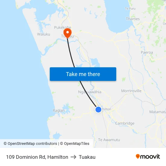109 Dominion Rd, Hamilton to Tuakau map