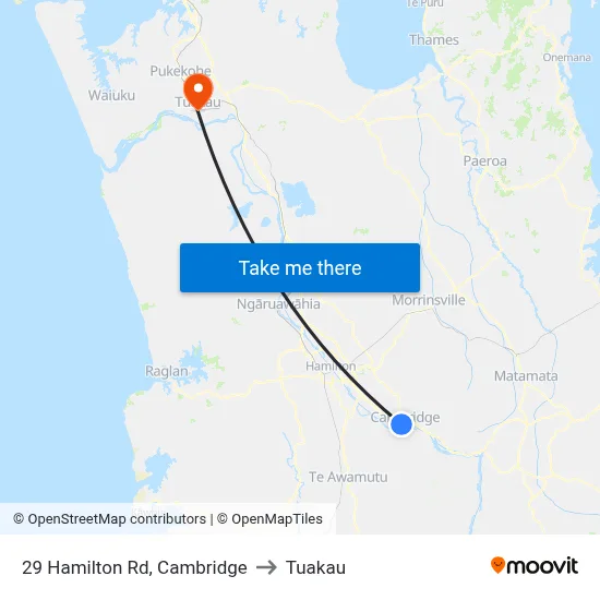 29 Hamilton Rd, Cambridge to Tuakau map