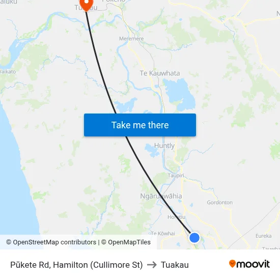 Pūkete Rd, Hamilton (Cullimore St) to Tuakau map