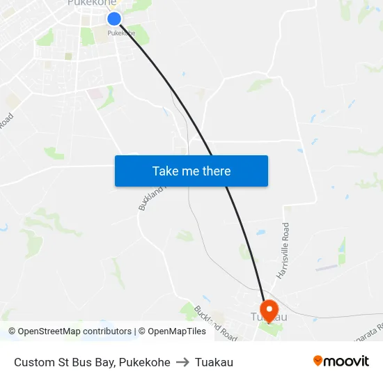Custom St Bus Bay, Pukekohe to Tuakau map