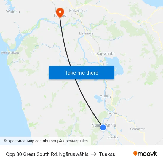 Opp 80 Great South Rd, Ngāruawāhia to Tuakau map