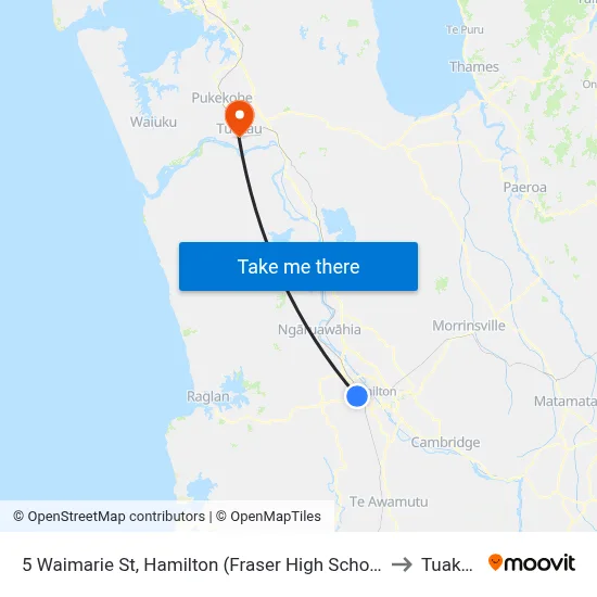 5 Waimarie St, Hamilton (Fraser High School) to Tuakau map