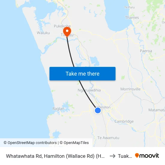 Whatawhata Rd, Hamilton (Wallace Rd) (Hail2ride) to Tuakau map