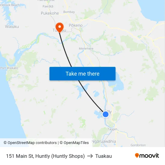 151 Main St, Huntly (Huntly Shops) to Tuakau map
