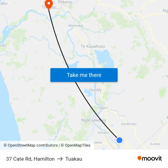 37 Cate Rd, Hamilton to Tuakau map