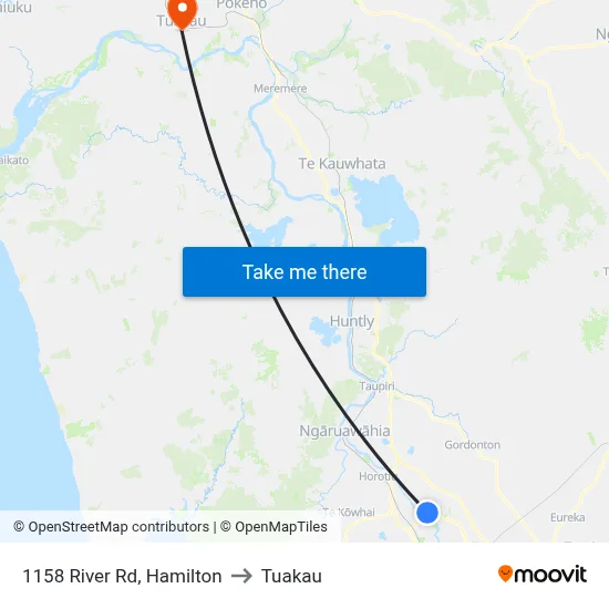 1158 River Rd, Hamilton to Tuakau map