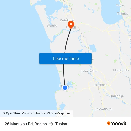 26 Manukau Rd, Raglan to Tuakau map
