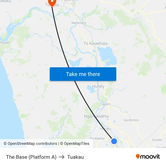 The Base (Platform A) to Tuakau map