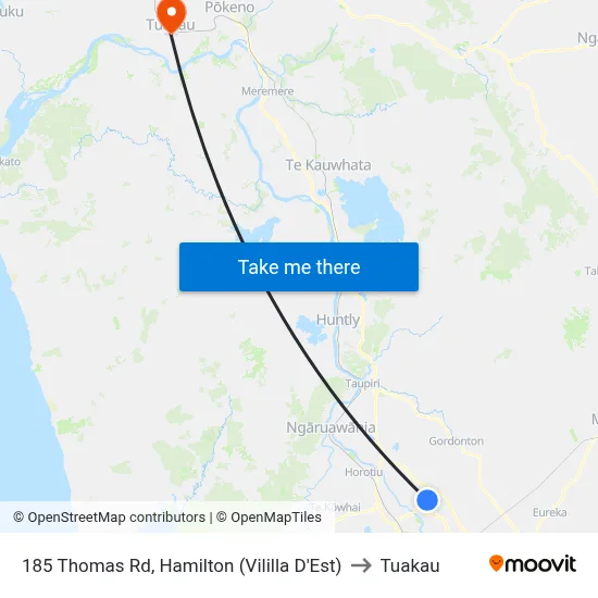 185 Thomas Rd, Hamilton (Vililla D'Est) to Tuakau map