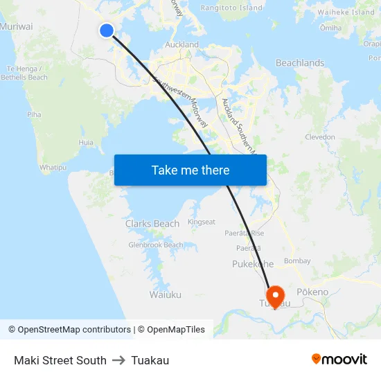 Maki Street South to Tuakau map