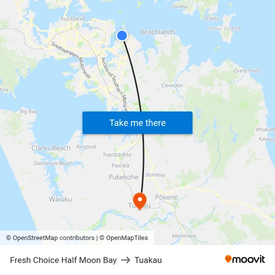 Fresh Choice Half Moon Bay to Tuakau map