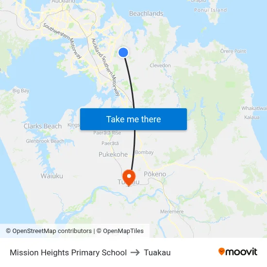 Mission Heights Primary School to Tuakau map