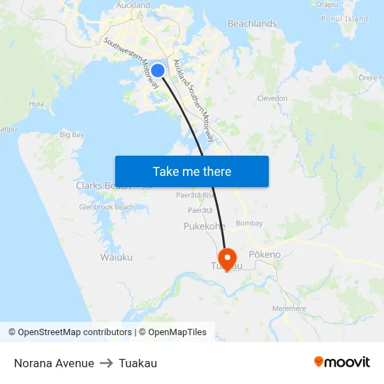 Norana Avenue to Tuakau map