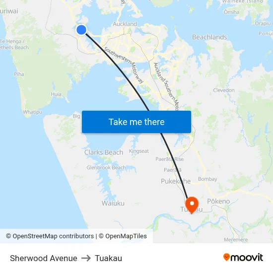 Sherwood Avenue to Tuakau map