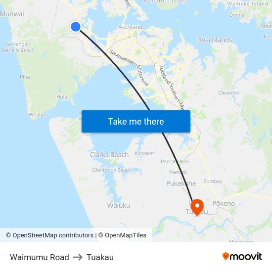 Waimumu Road to Tuakau map