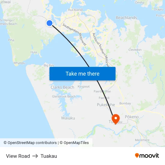 View Road to Tuakau map