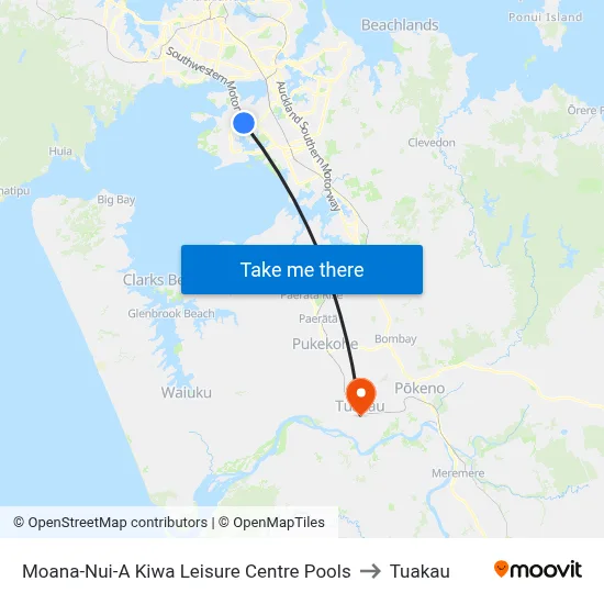 Moana-Nui-A Kiwa Leisure Centre Pools to Tuakau map