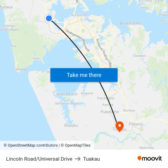 Lincoln Road/Universal Drive to Tuakau map