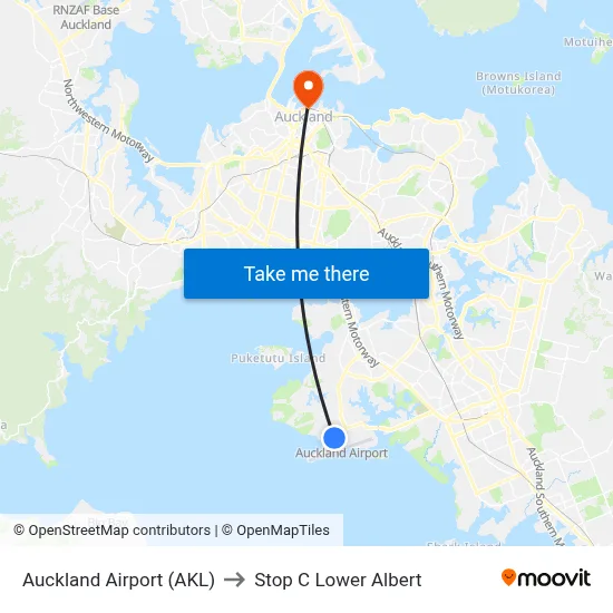 Auckland Airport (AKL) to Stop C Lower Albert map