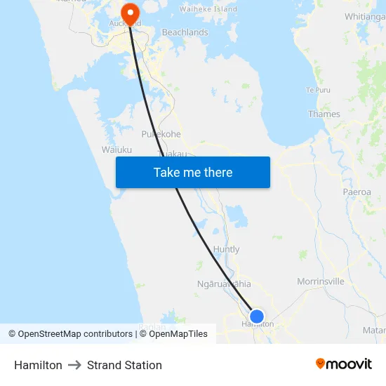 Hamilton to Strand Station map