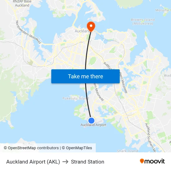 Auckland Airport (AKL) to Strand Station map