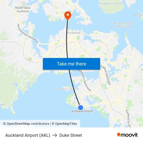 Auckland Airport (AKL) to Duke Street map