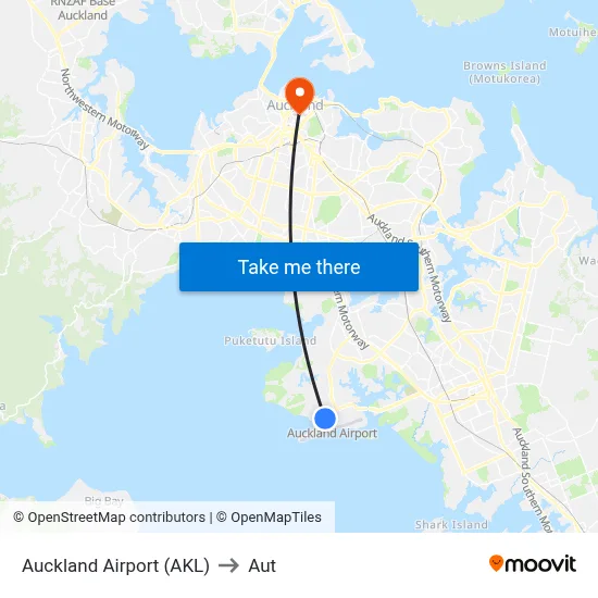 Auckland Airport (AKL) to Aut map