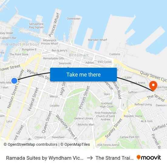 Ramada Suites by Wyndham Victoria Street West to The Strand Train Station map