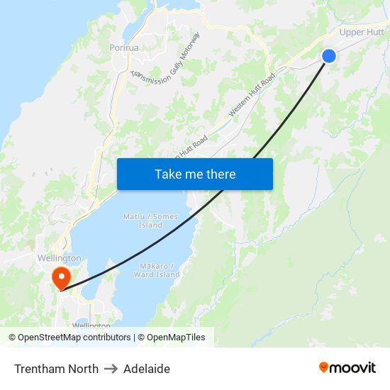 Trentham North to Adelaide map